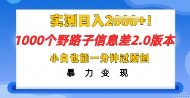 2025抖音1000个野路子信息差最新玩法,一分钟过原创,暴力变现月入几k-富创网