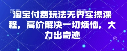淘宝付费玩法无界实操课程,高价解决一切烦恼,大力出奇迹-富创网