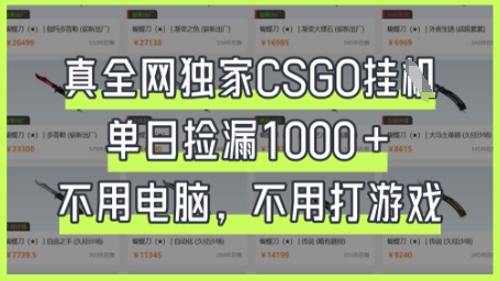 真全网独家CSGO挂G,单日捡漏1k+【揭秘】-富创网